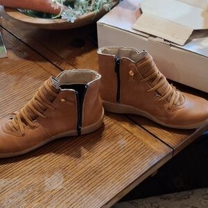 Casual Women’s Cognac Ankle Booties with Side Zip